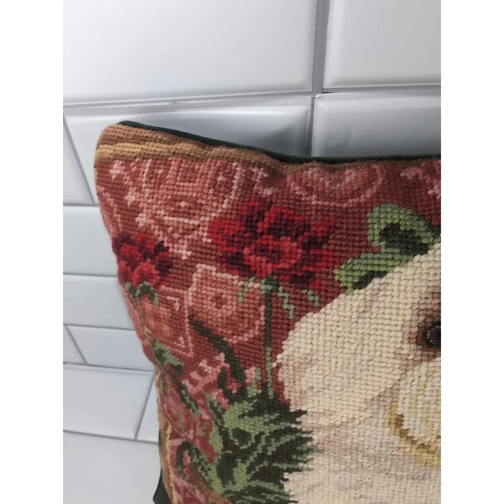 Vintage Maltese Dog Needlepoint Pillow 13